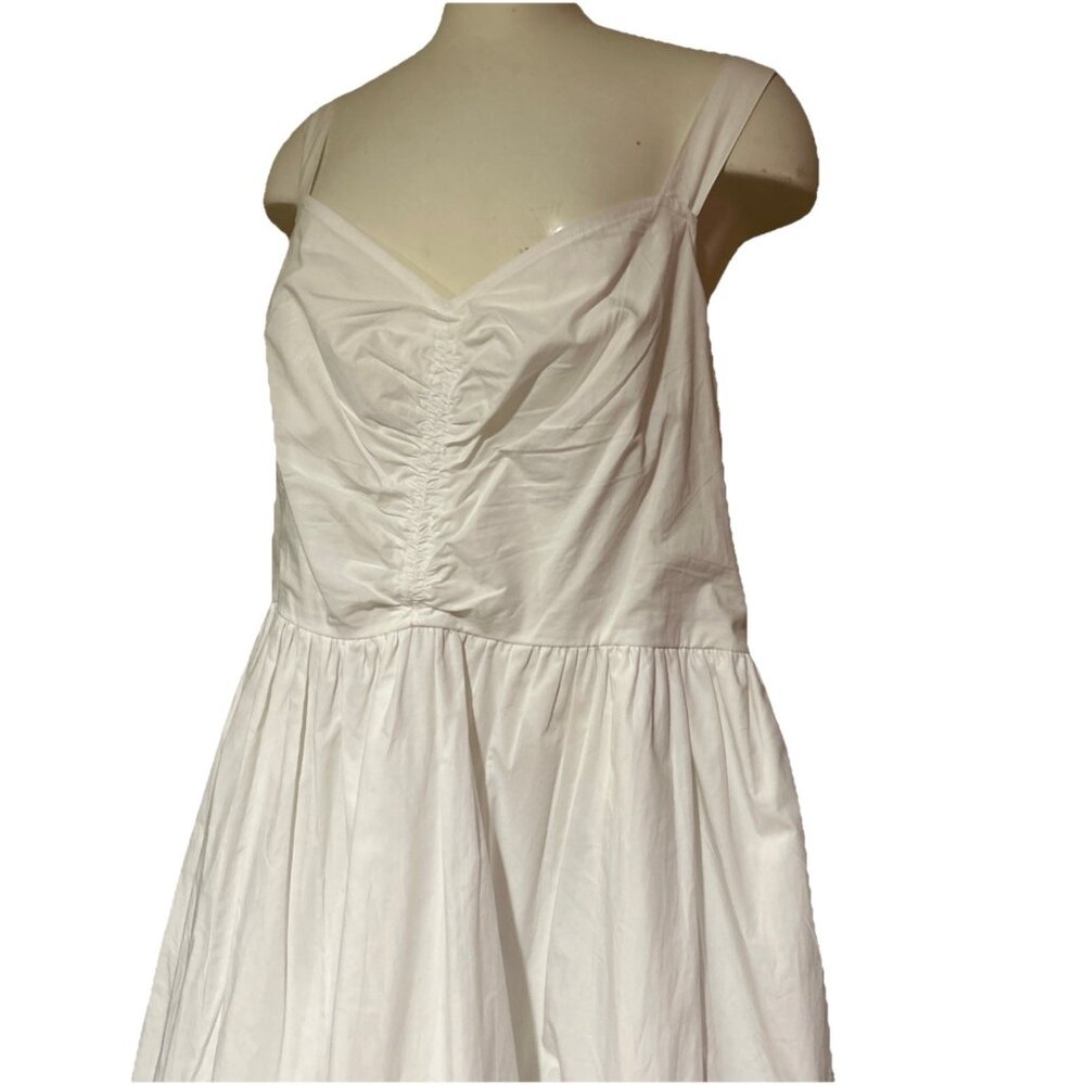 Tiered Maxi Dress White Extra Large XL Lined Cotton Boho Pockets Summer New - Picture 2 of 15